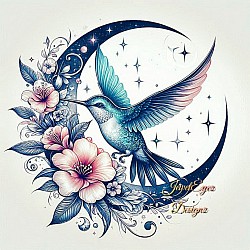 Hummingbird & Moon memorial tattoo 1/3
